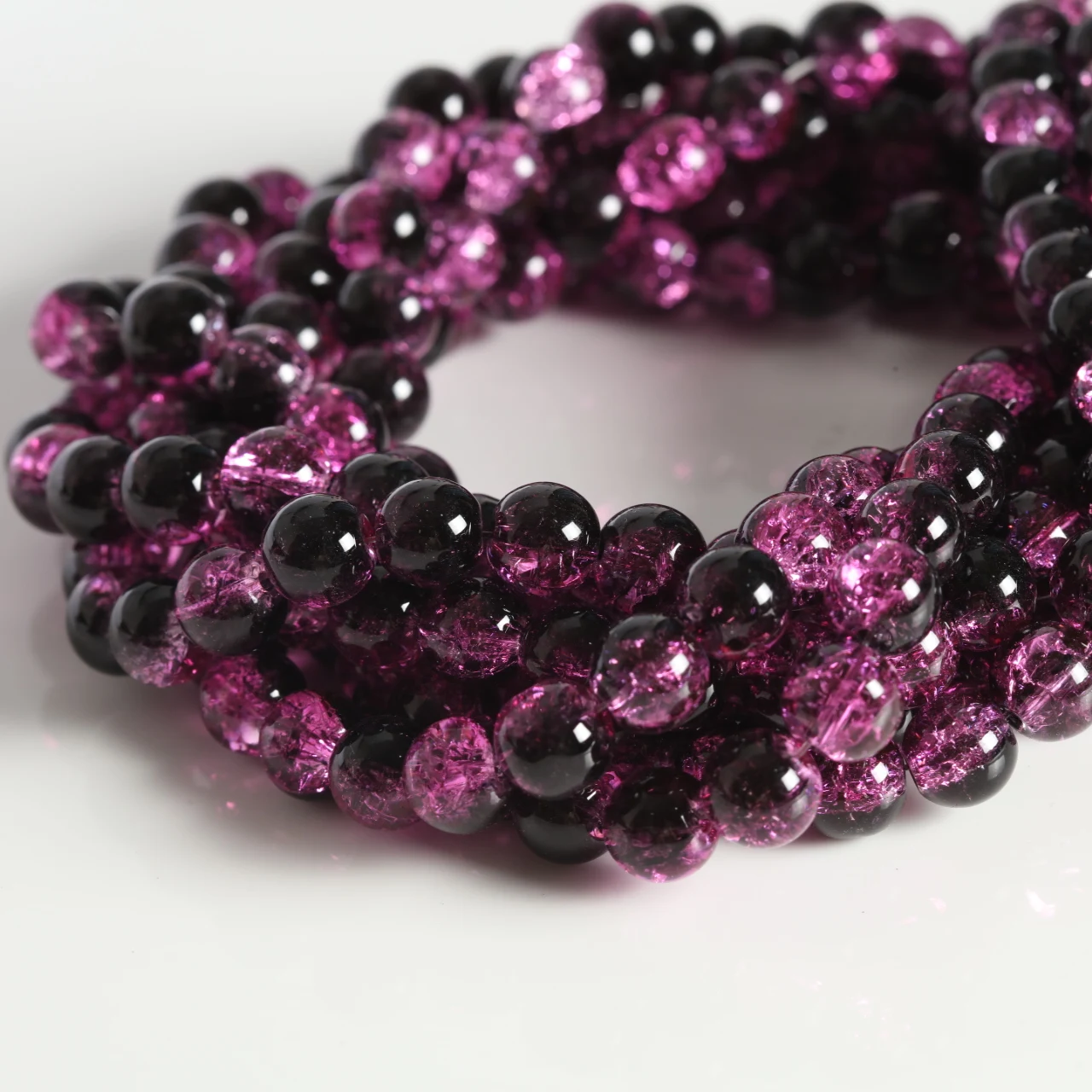 Elegant Pink Crackled Glass Beads for Handmade Jewelry Crafts
