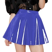 Plus Size Glossy PU Mini Pleated Skirt Women High Waist Sexy Short Skirts High Street A-line Swing Skirts Wetlook Club Clothing - Image 5