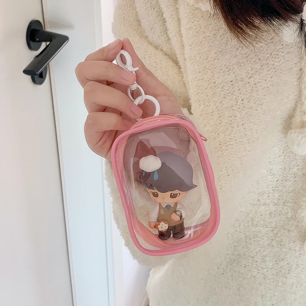 PVC Transparent Mini Storage Bag Mystery Bag Keychain Storage Cute Doll Earphone Charger storage bag