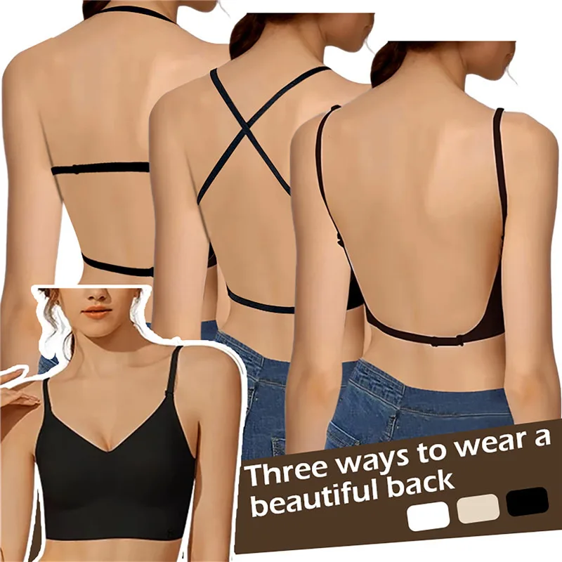 Description Picture 6 of item2024 Invisible Push Up Bra Backless Sexy Women Bras Low Cut Plunge Brassiere Open Back Wedding Underwear Seamless Lingerie