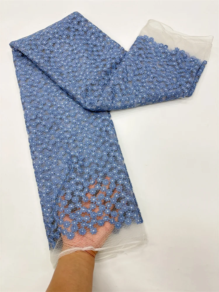 Neuer Stil Mesh-Stickerei Afrikanischer Spitzenstoff 2026 Hochwertige Spitze Wasserlösliche Modische Weiche Spitze 5 Yards – Detail 11