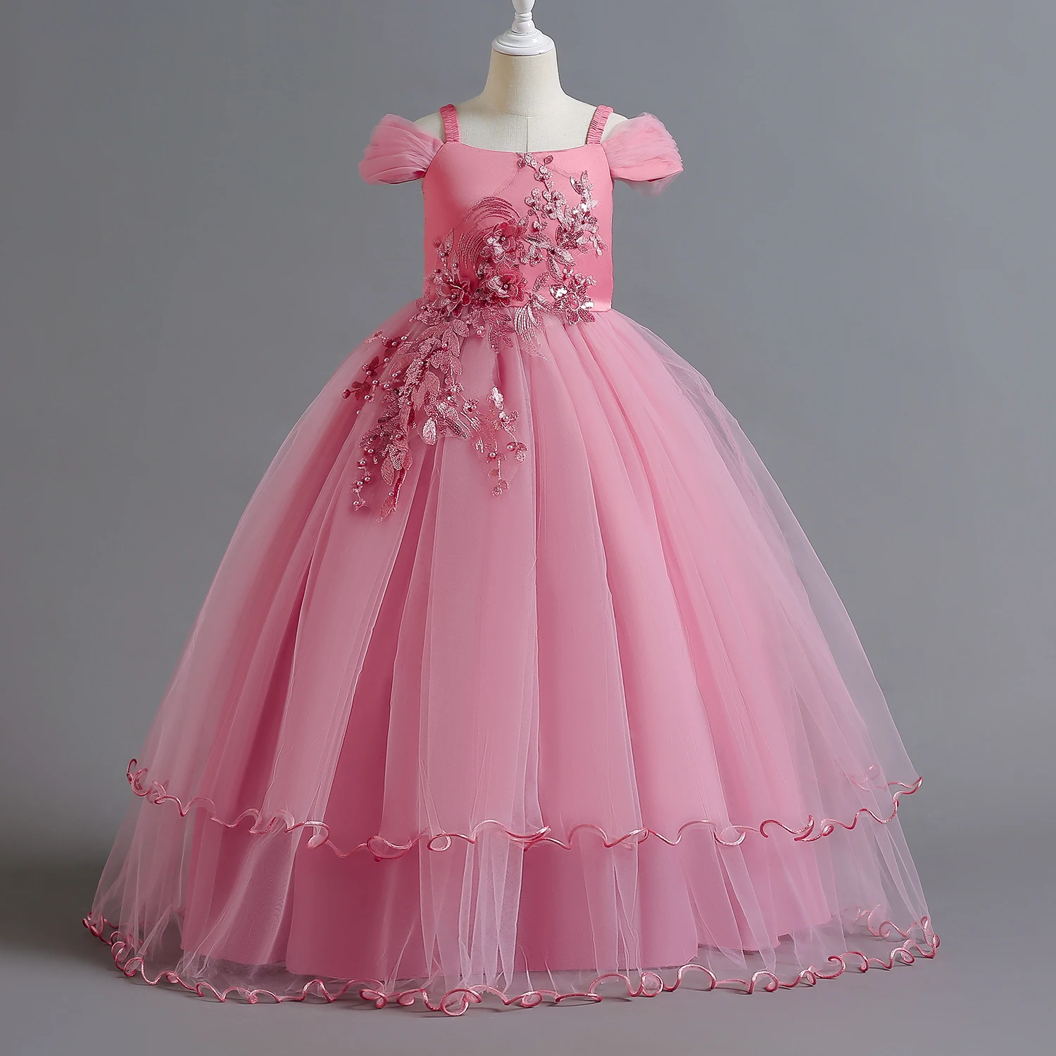 Princess Girls Dress Summer Lace Bridesmaid Party Dress Flower Costume For Girls Wedding