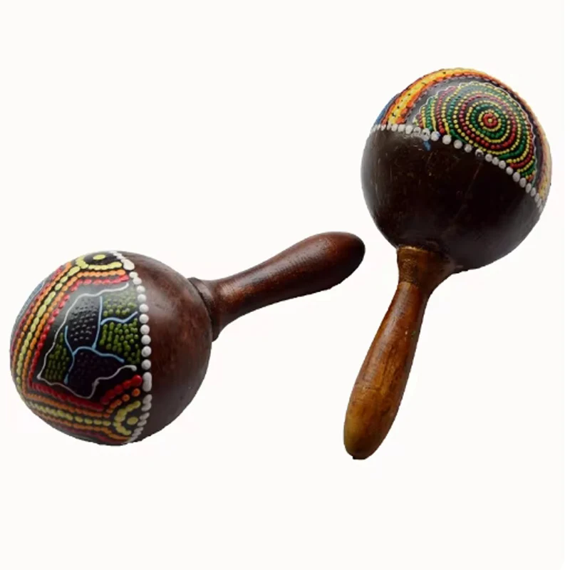 Description Picture 4 of item1pc Natural Coconut Shell Sand Hammer Shaker Hand Handmade Maracas Professional Percussion Musical Instrument For Boys And Girls