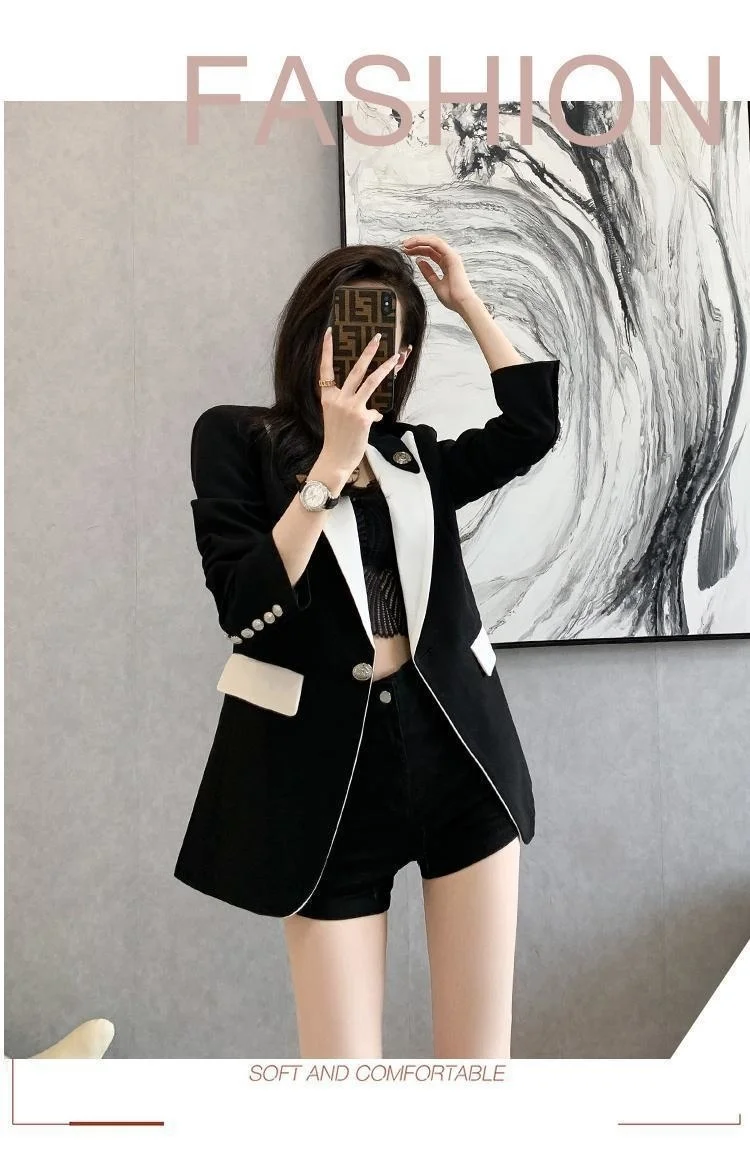 Women's Fashon Blazer 2021 New Spring Autumn Vintage Elegant Temperament Single Breasted Korean Style Casual Jacket Top sweat suits women