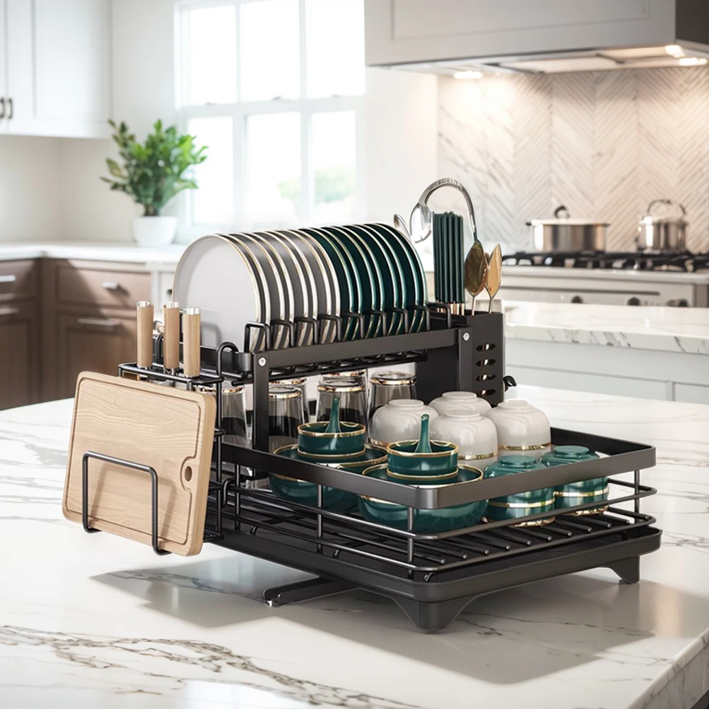 Dish Drying Rack with Drainboard Sink Organizer Dish Racks Cutlery Storage Holder for Kitchen Storage Counter Organizer