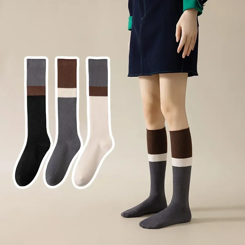 

JK Japanese Style Women Stockings Girls Autumn Winter Long Socks Stockings Women Harajuku Vintage Cotton Knitting Knee Socks Sox