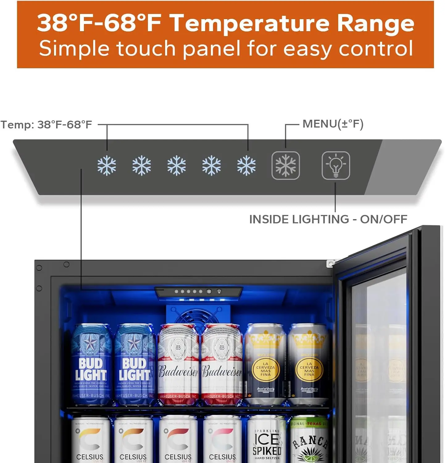 Beverage Refrigerator Cooler 140 Can Small Beverage Fridge Drink Fridge with Glass Door for Beer Soda Freestanding and Under