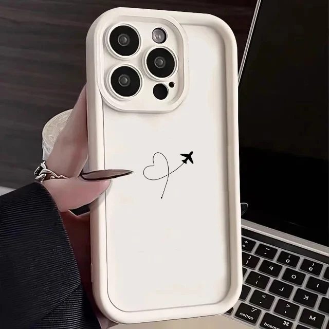 Small Heart Airplane Silicone Cute Phone Cover