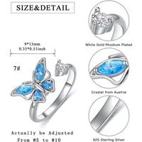 SMJEL Fidget Spinner Ring Anxiety for Women Multiple Crystal Flower Eye Butterfly Animal Ring Rotate Anti Stress Wedding Jewerly - Image 4