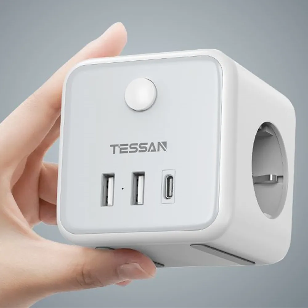 

TESSAN Multi Outlets Wall Socket Extender with 3 AC Outlets 3 USB Ports EU KR Plug PowerCube Tee Socket Adapter for Home Travel