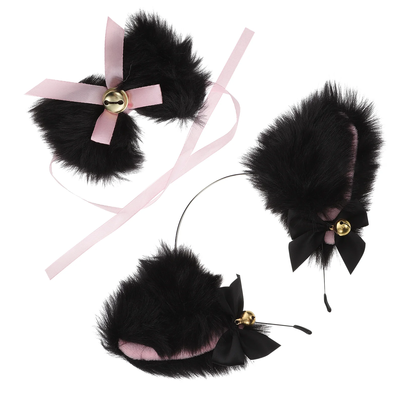 

Bell Choker Headband Tiara Animal Ear Plush Ears Furry Fabric Party Cat for Girls Cosplay Lolita with Bells
