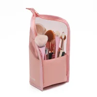 HOMEFISH 1 Pc Stand Cosmetic Bag for Women Clear Zipper Makeup Bag Travel Female Makeup Brush Holder Organizer Toiletry Bag 5