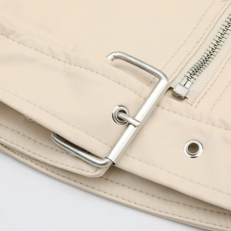 2023 Spring Autumn New Leather Coat Women Short Hip Hop Street Versatile Slim Fit Coat Female Leather Coat