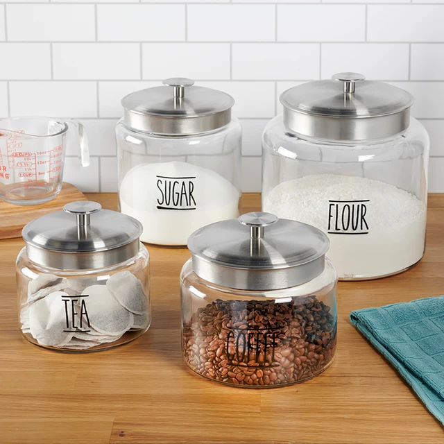 Glass Jars with Clamp Airtight Lids and Silicone Gaskets for 48oz Food Storage  Canisters for Multi-Purpose Kitchen Containers