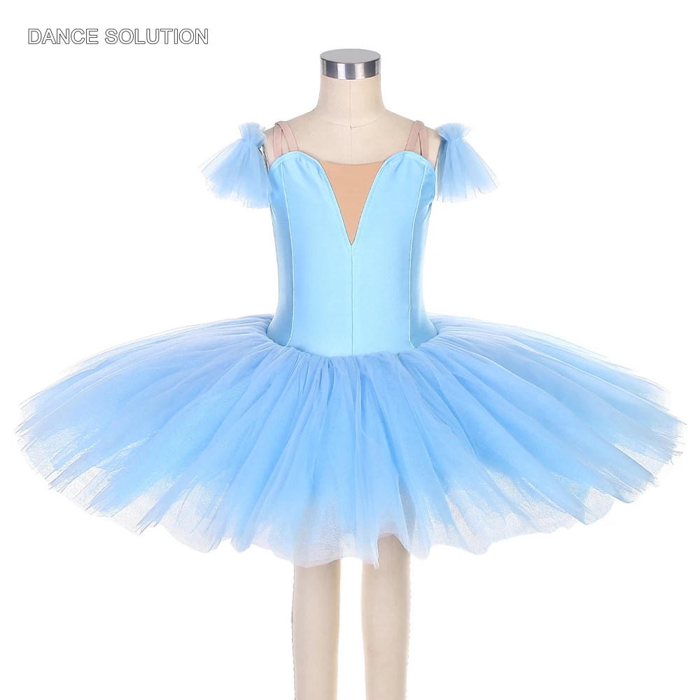 

Sky Blue Spandex Bodice Ballet Pancake Tutu Women Ballerina Stage Show Performance Ourfit for Girls Competition Clothes BLL003
