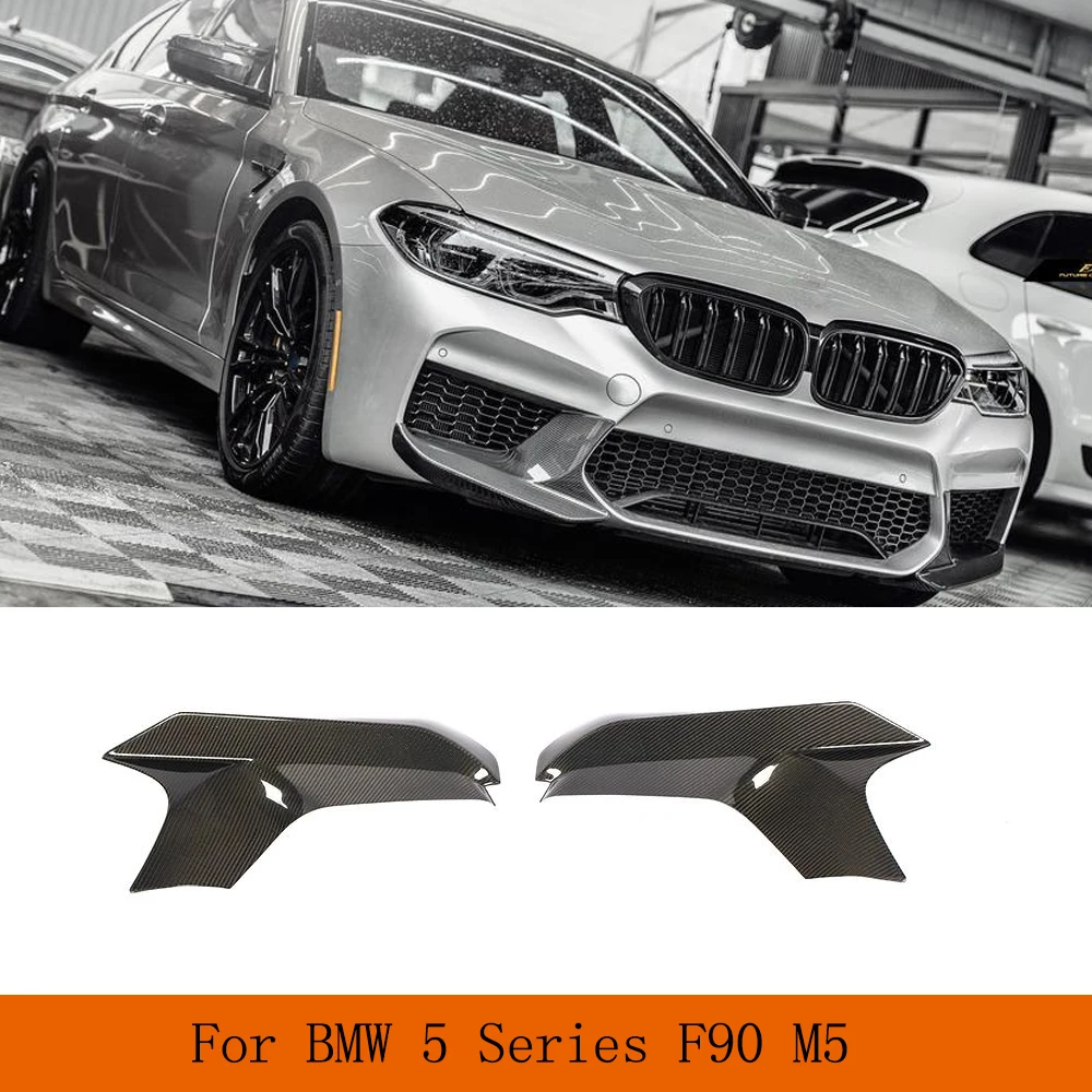 Разветвители для переднего бампера для BMW F90 M5 2018 2019, передний бампер, спойлер для губ, закрывающие крылья, фартук для крыльев из углеродного волокна/ФАП