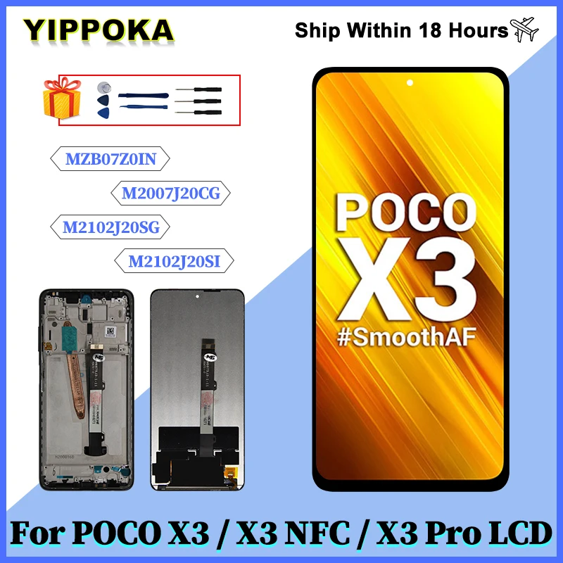 Original Xiaomi Poco X3 Pro Display Touch + Rahmen Blau M2102J20SG