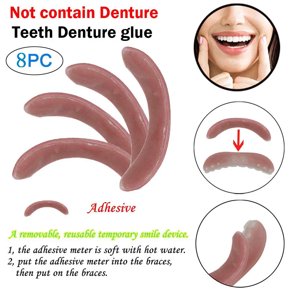 4/8 Pcs Whitening Braces Adhesive Strip Temporary Smile Comfort Fit Cosmetic Teeth Denture Glue For Denture Teeth Beauty teeth whitening powder