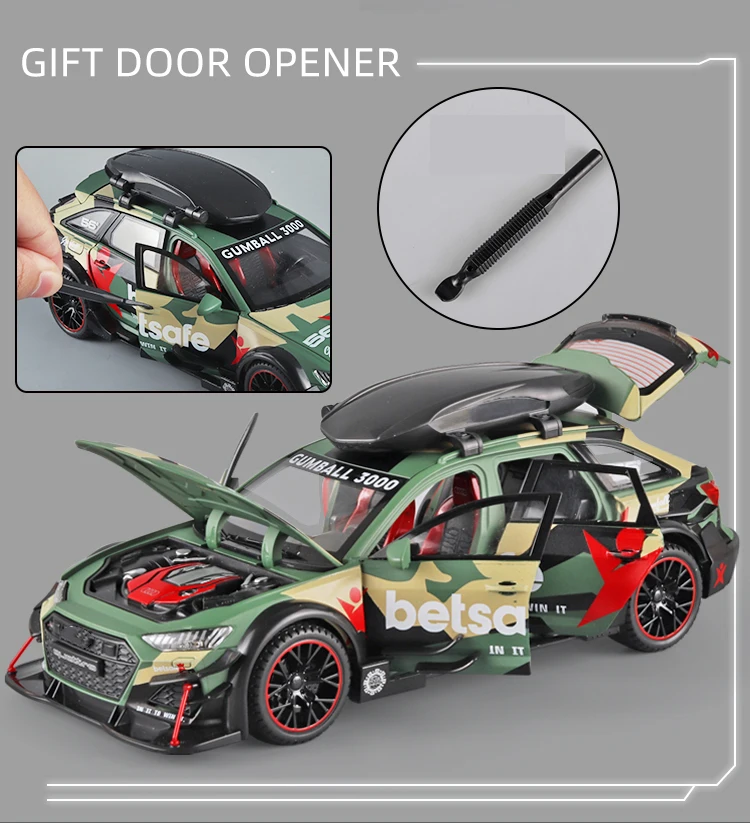 1:24 Audi Rs6 Sports Diecast Model Car Lights Sounds