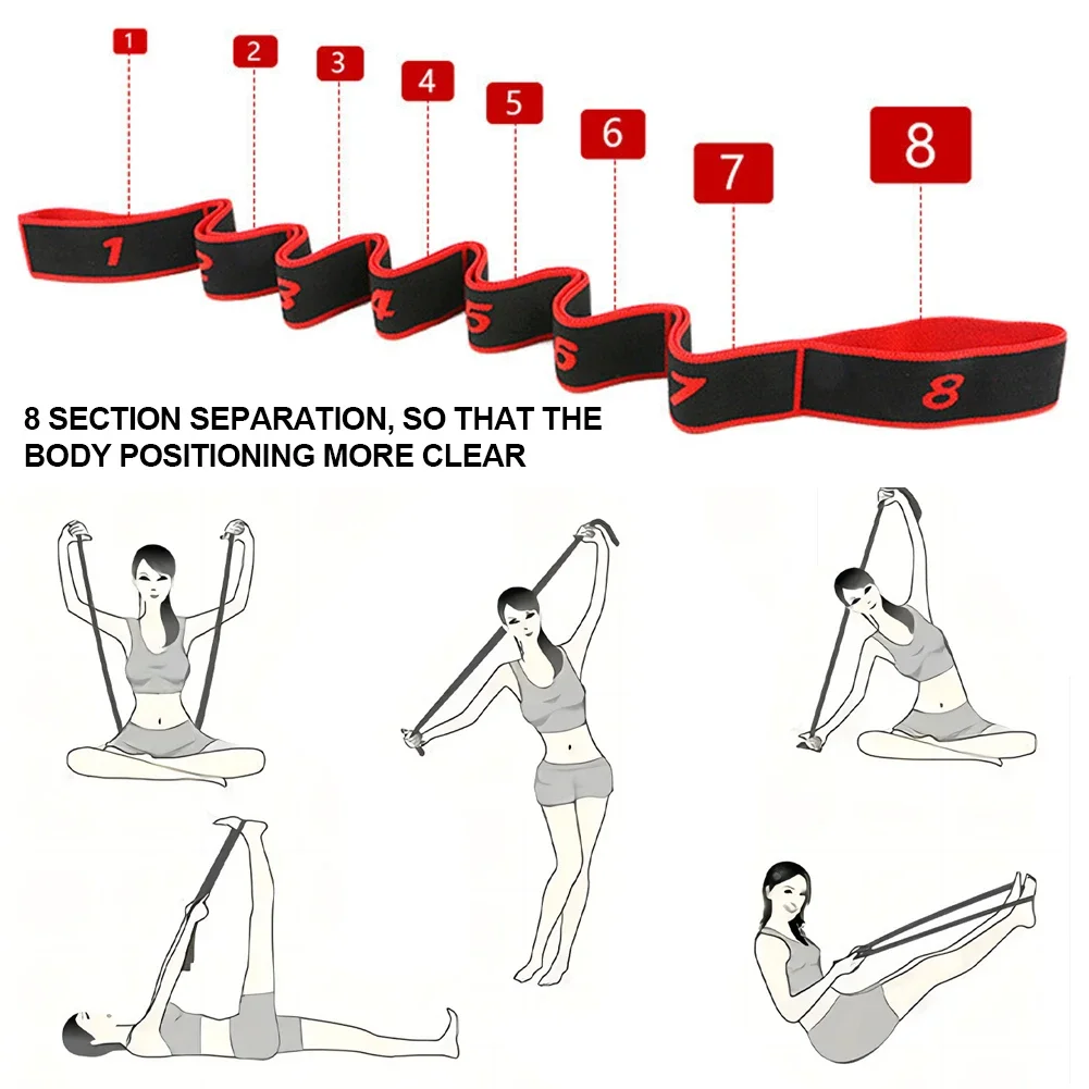 Fitness Exercise Women Man Latin Dance Elastic Stretch Belt Exercise Pull Strap Sports Yoga Resistance Band With Number