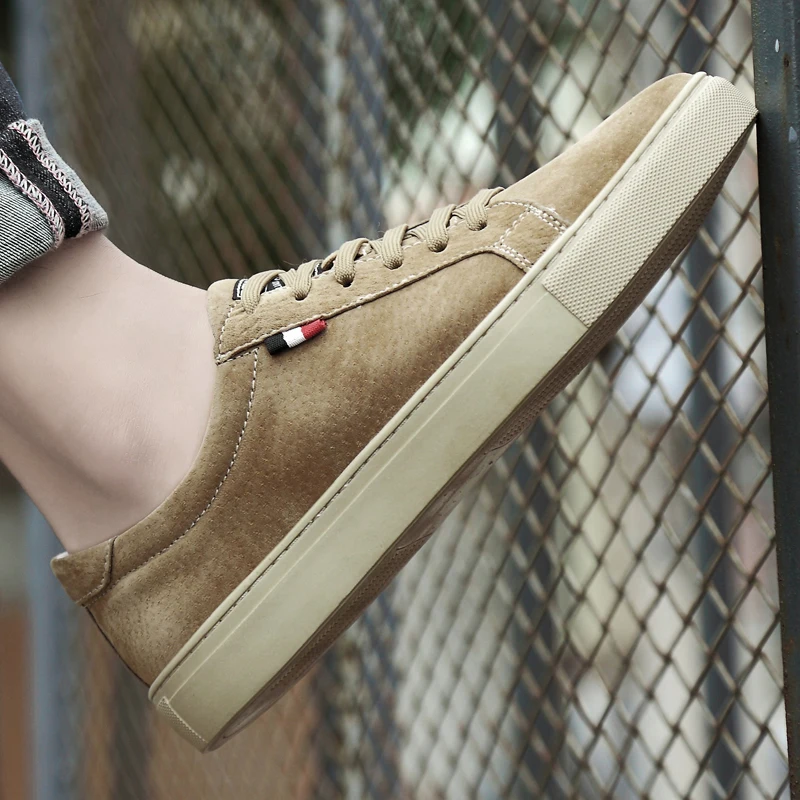 New Fashion Man Sneakers Genuine Leather Men Casual Shoes Lace Up Male Leisure Walk Shoes High Quality Outdoor Flats Skate Shoes 3