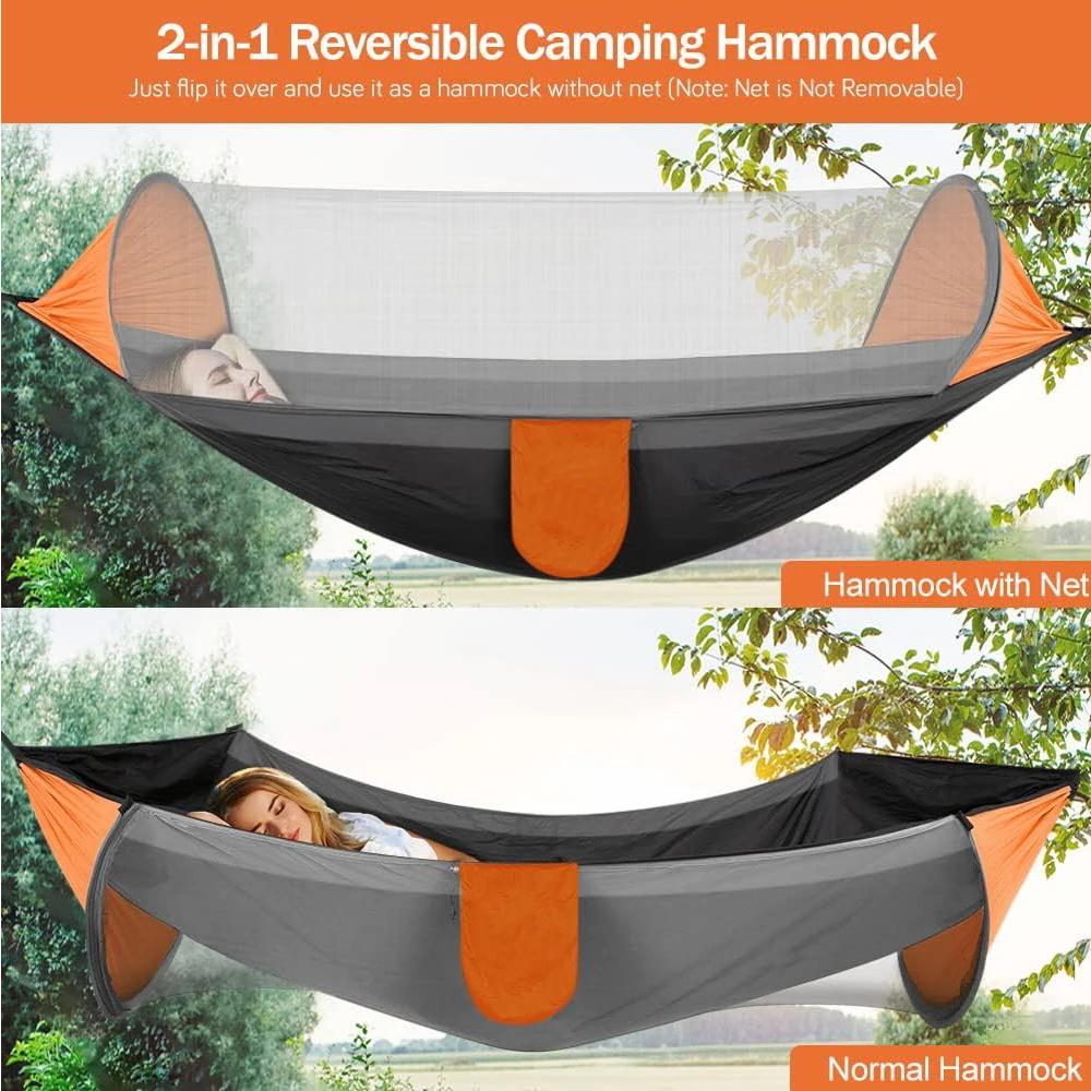 3 in 1 Camping Hammock with Mosquito Mesh Automatic Quick Opening Nylon Hammock Anti-Mosquito hanging Hammock tent for Outdoor 3