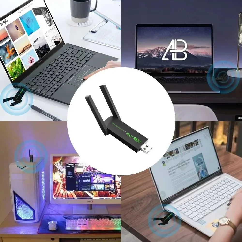 AC1300 USB Wifi 어댑터 네트워크 카드 1300Mbps WiFi 5 듀얼 밴드 2.4G 5G 무선 동글 수신기 안테나