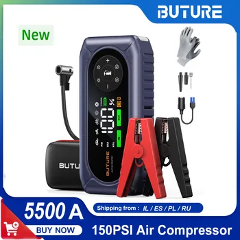 BUTURE BC02 5500A Avviamento per auto 150PSI Pompa d'aria Power Bank Batteria per auto portatile Dispositivo di avviamento per auto di emergenza