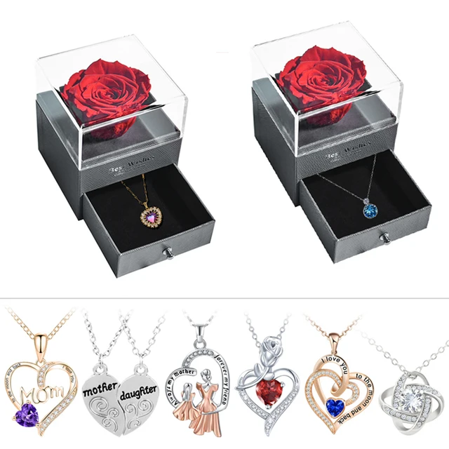 Eternal Love Gift Set - 'I Love You In 100 Languages' Necklace & 9 Red Roses, Valentine's, Anniversary, Birthday Gift - View #4