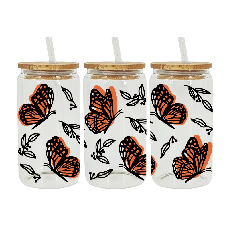 UV DTF Transfer Sticker Butterfly 16oz Libbey Glasses Wraps Bottles Cup Can DIY Waterproof Decals D24836