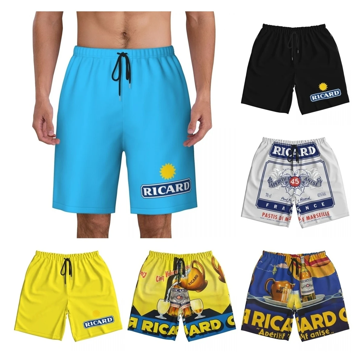 

Fashion Ricard Swimsuit Beach Quick Drying Trunks Men Summer Beachwear France Aperitif Anise Board Shorts Boxer Briefs