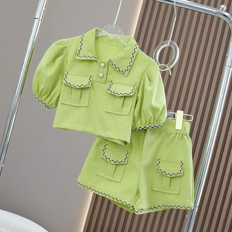 

Children Fashion Clothing Sets 2023 Summer New Kids Shirts and Shorts Two Piece Suit Baby Girls 2 Piece Outfit
