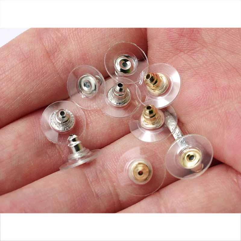 Earring Stoppers Gold Post Nuts Silicon Stud 100pcs/lot for Jewelry Making