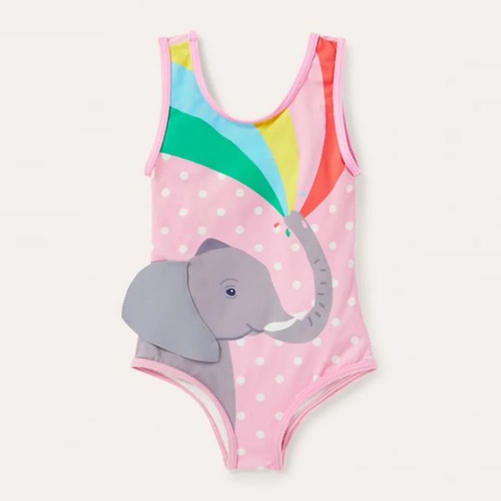 

Cute Elephant Print Girls Swimwear One-piece Girl Pink Swimsuit Kid girls Bathing suit Beach wear 2~8Years