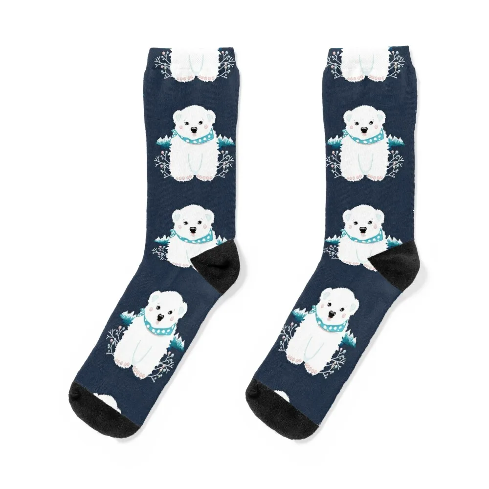 

Polar Bear Cub Socks compression socks Women non-slip soccer stockings Luxury Woman Socks Men's