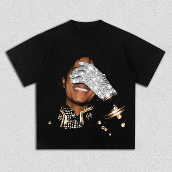 Hot Salute To Michael Jackson MJ Graphic Print T-Shirt Women Men O-neck Cotton Casual Oversized Top Streetwear Summer New Tee 1