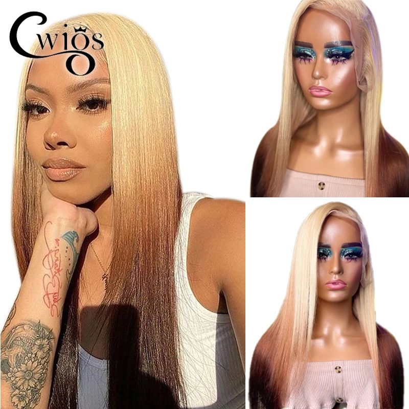 

Straight 30inch 613 Honey Blonde Ombre Color Frontal Synthetic Glueless Transparent 13X4 Lace Front Wigs For Black Women Cosplay