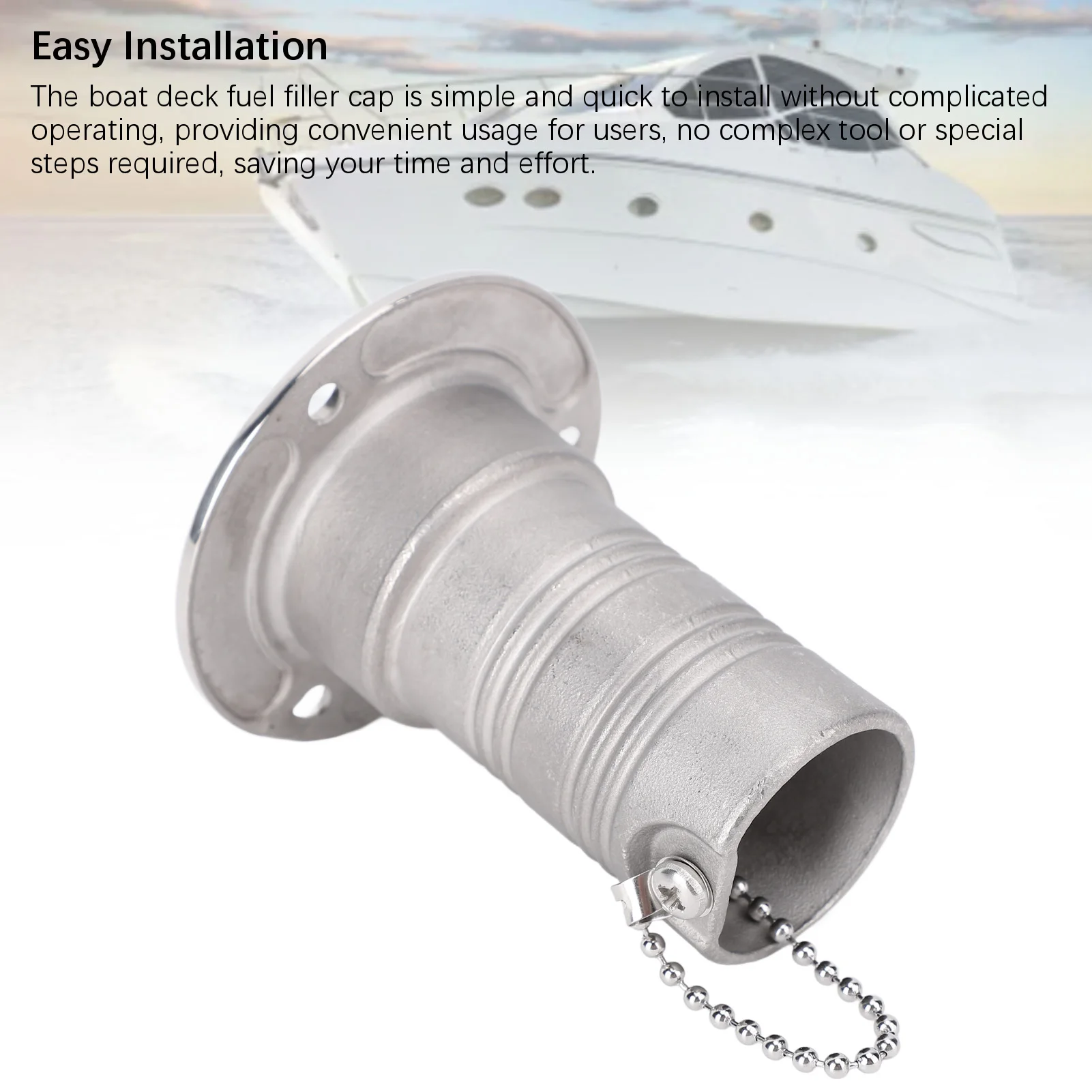 Boat Deck Fuel Filler  Highly Polished Fade Proof Easy Installation 38mm Deck Fuel Filler  316 Stainless Steel for Yacht