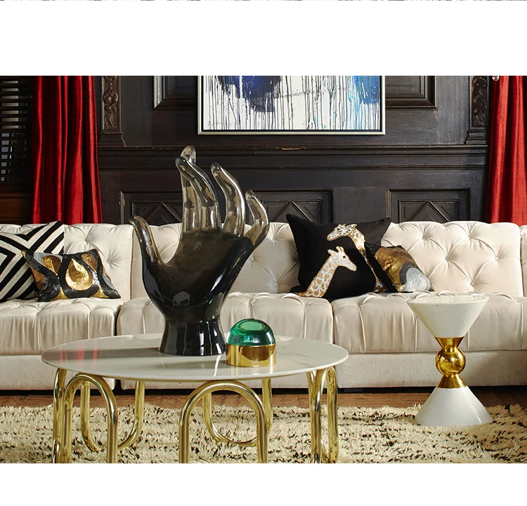 Description Picture 3 of itemluxury side table black console table Nordic Contemporary corner coffee table