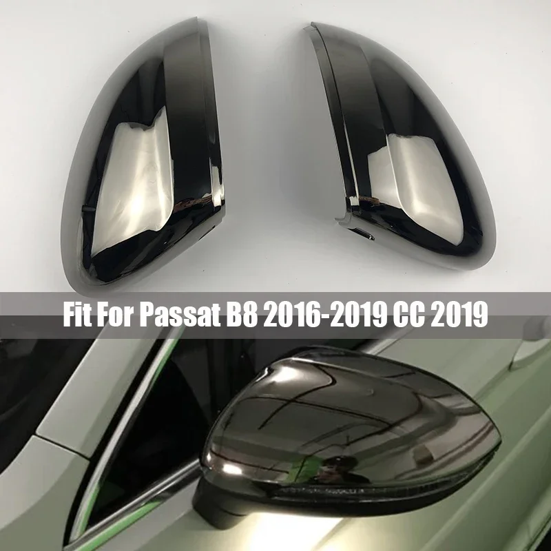 

Tungsten steel black Rearview Side Mirror Cover caps For VW Passat B8 15-19 cc 2019 Mirror Cap Housing With no lane assist