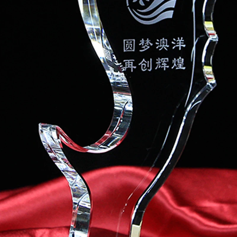 Customized Annual Fish Fishing Competition Crystal Trophy, Lettering High-end Souvenir, Home Decor Awards Fish Shape Trophy, 1Pc