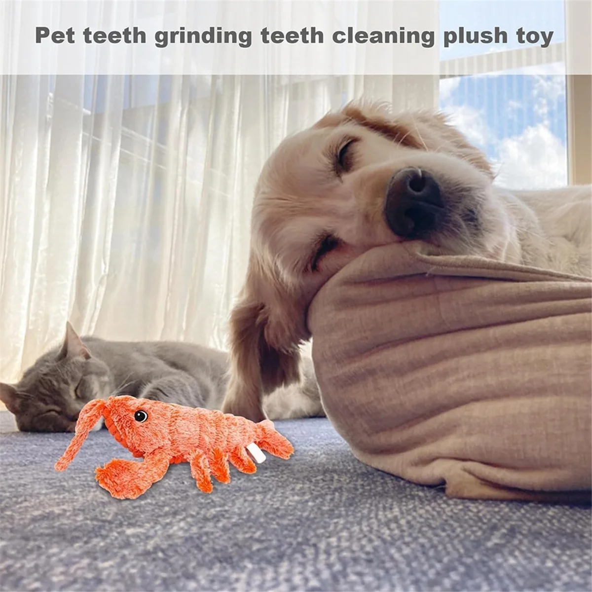 Floppy Lobster Dog Toys Plush Jumping Lobster Interactive Toy Motion Activated Moving Pet Toy Plush Pet Chew Toy