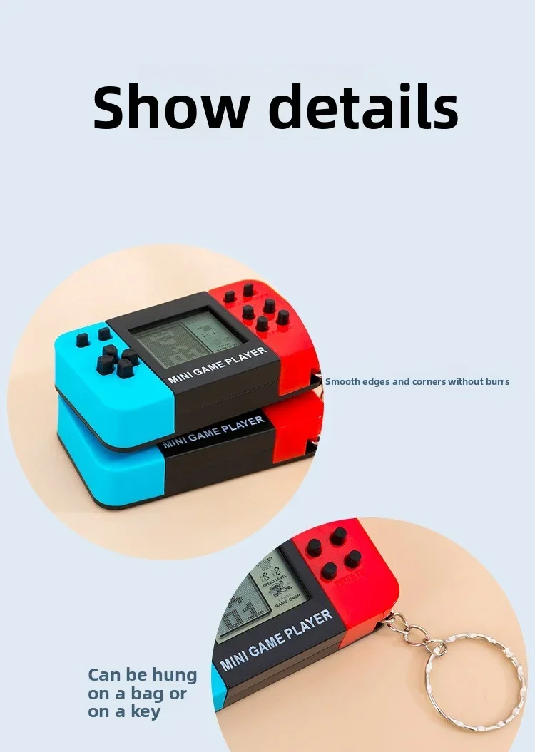 Mini Retro Tetris Spielkonsole Schlüsselanhänger Klassischer Handheld-Videospiel-Player mit Schlüsselring Tragbares Taschenspielzeug für Erwachsene und Kinder – Detail 8
