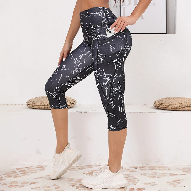 Capri Leggings Pockets Women High Waisted Workout Leggings Tummy Control Yoga Pants
