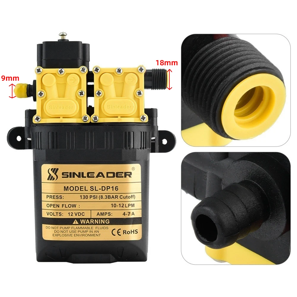 Pompa Acqua 12V Autoadescante | A Membrana | Con Filtro Rimovibile | Per Agricoltura E Giardinaggio - Foto 12