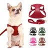 PU Leather Dog Harness Leash Set Durable Puppy Dog Harnesses Soft Pet Vest With Walking Lead For Small Medium Dogs Chihuahua Pug