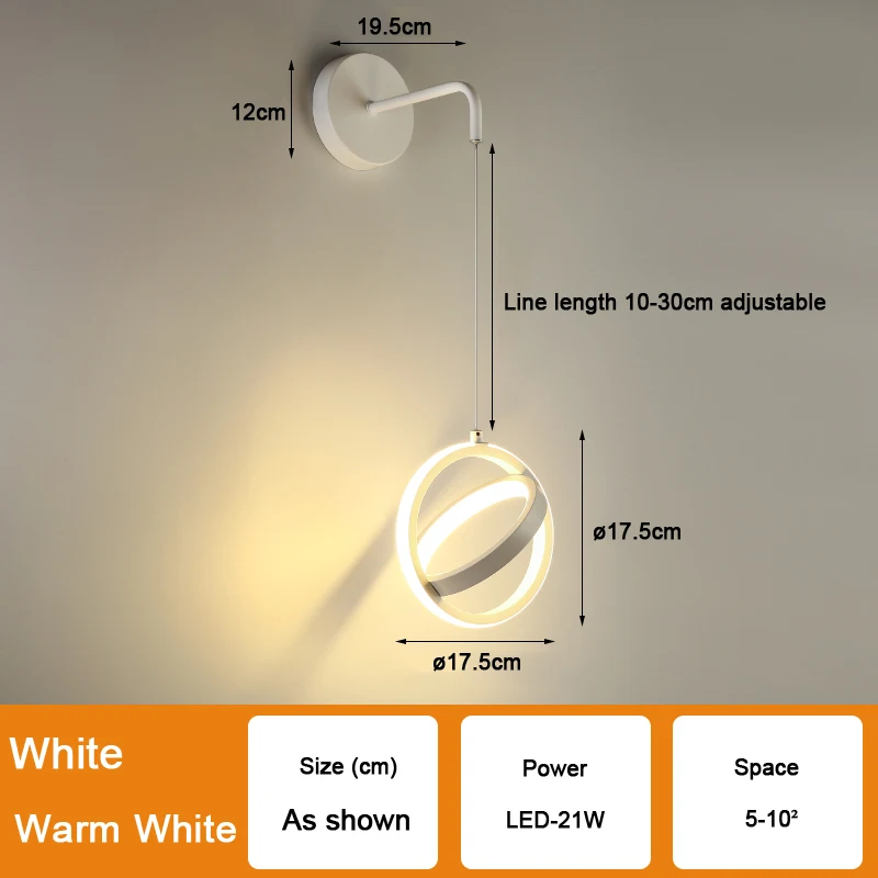 Indoor LED Wall Lamp for Bedroom Bedside with Cord Nordic 26w 21w  LED Wall Lighting Fixturs Wall Sconce for Dinning Room Decro designer wall lights