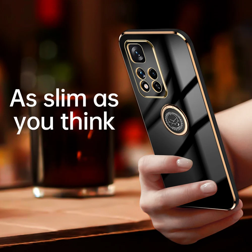 Custodia ad anello quadrato di lusso per Xiaomi Redmi Note 10 11 Pro Max Plus 10S Cover Redmi 10 Note 10 Pro 4G 5G Bag in silicone_voghion.com