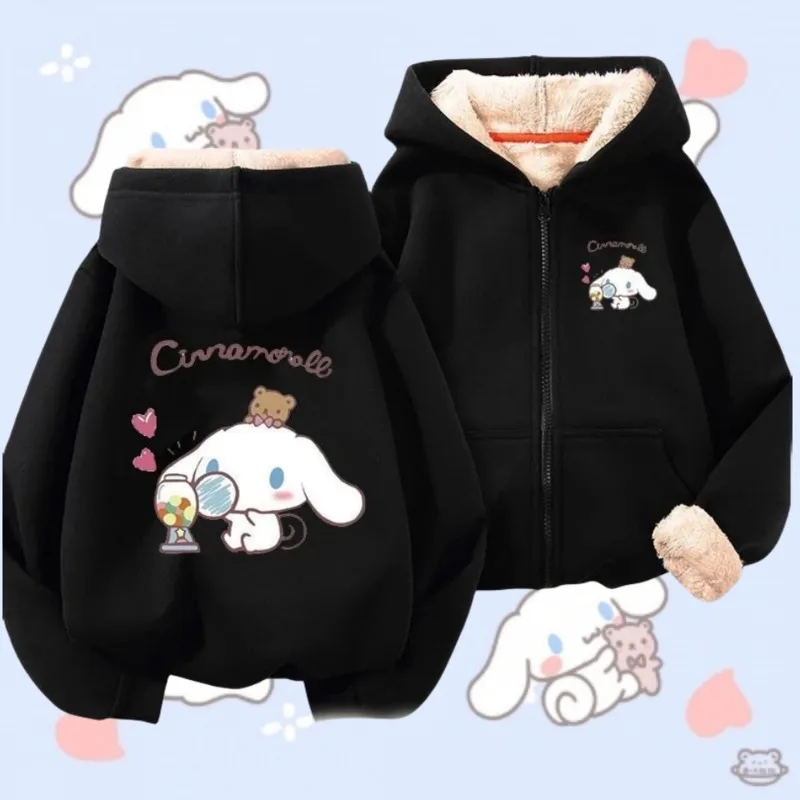 Kawaii Sanrio Cinnamoroll Oversize Plush Coat Cute Anime Kuromi Cardigan Coat Loose Sweatshirt Girl Boy Kids Y2k Coats For Women