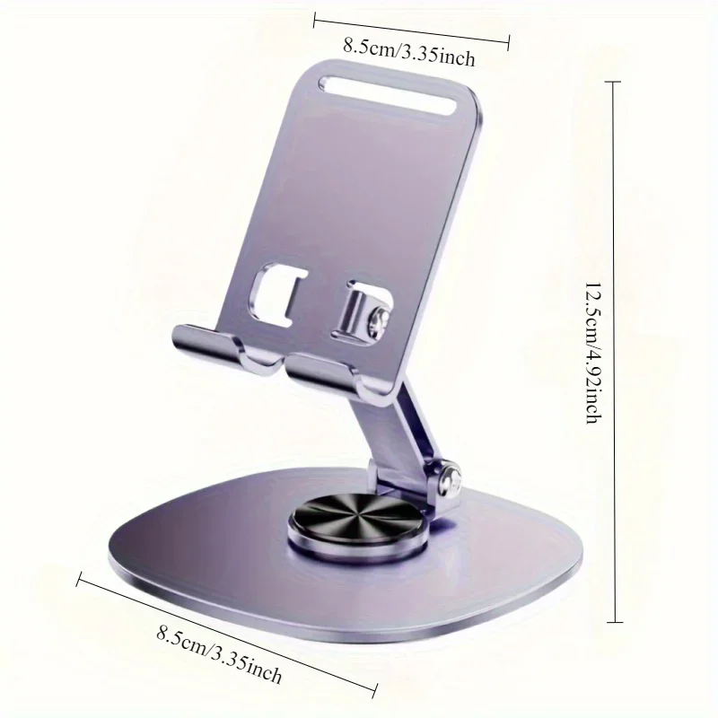 360 degree rotating metal phone stand - compact, foldable, portable - desktop stand for smartphones and tablets